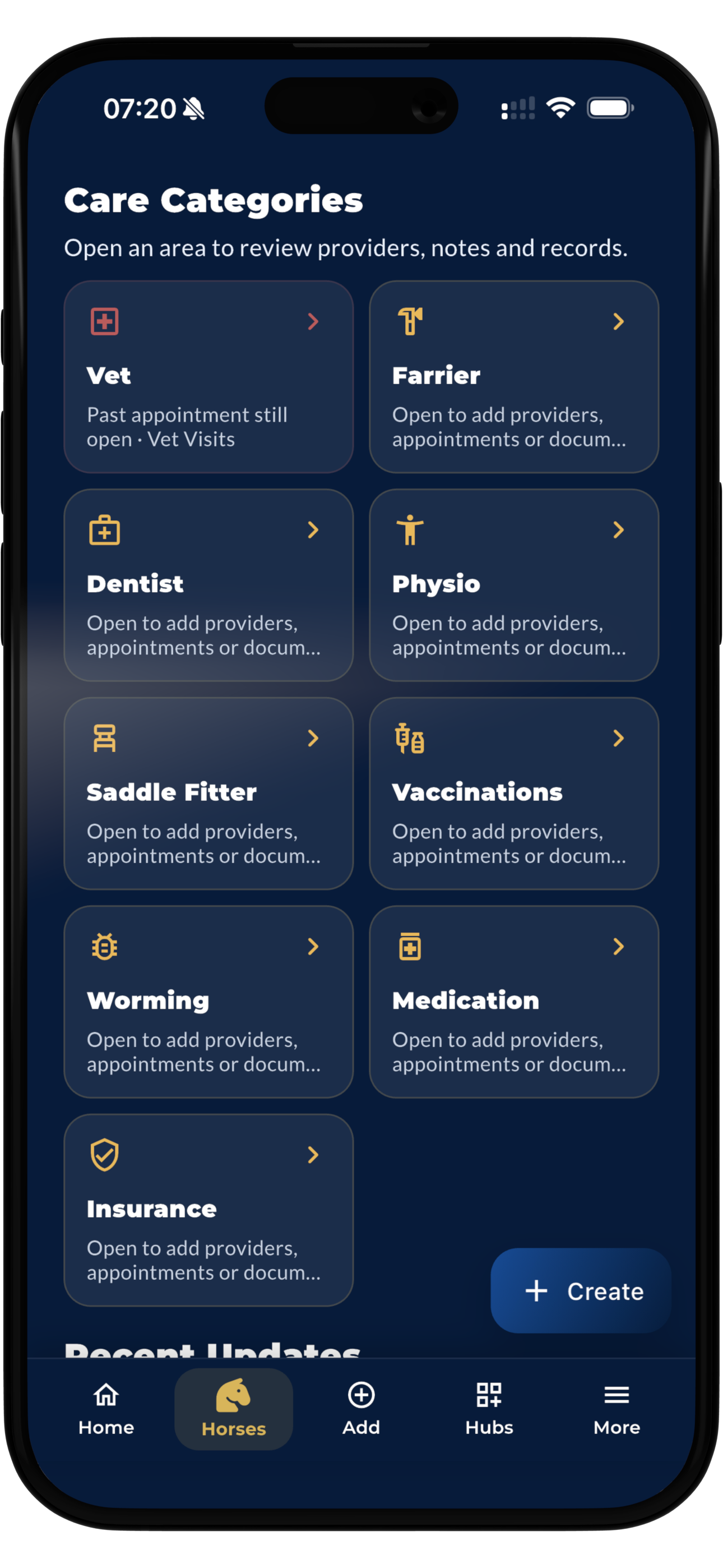 The Dressage Coach Health Hub horse care records